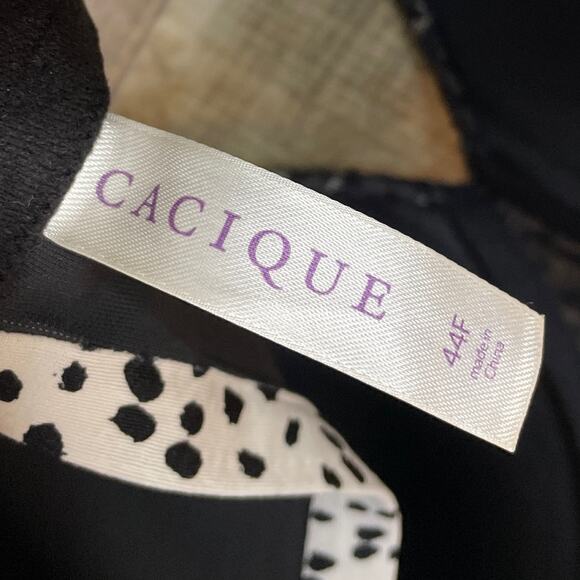 Cacique Satin Full Coverage Bra Spotted Animal Print Black White Size 44F - Picture 6 of 7